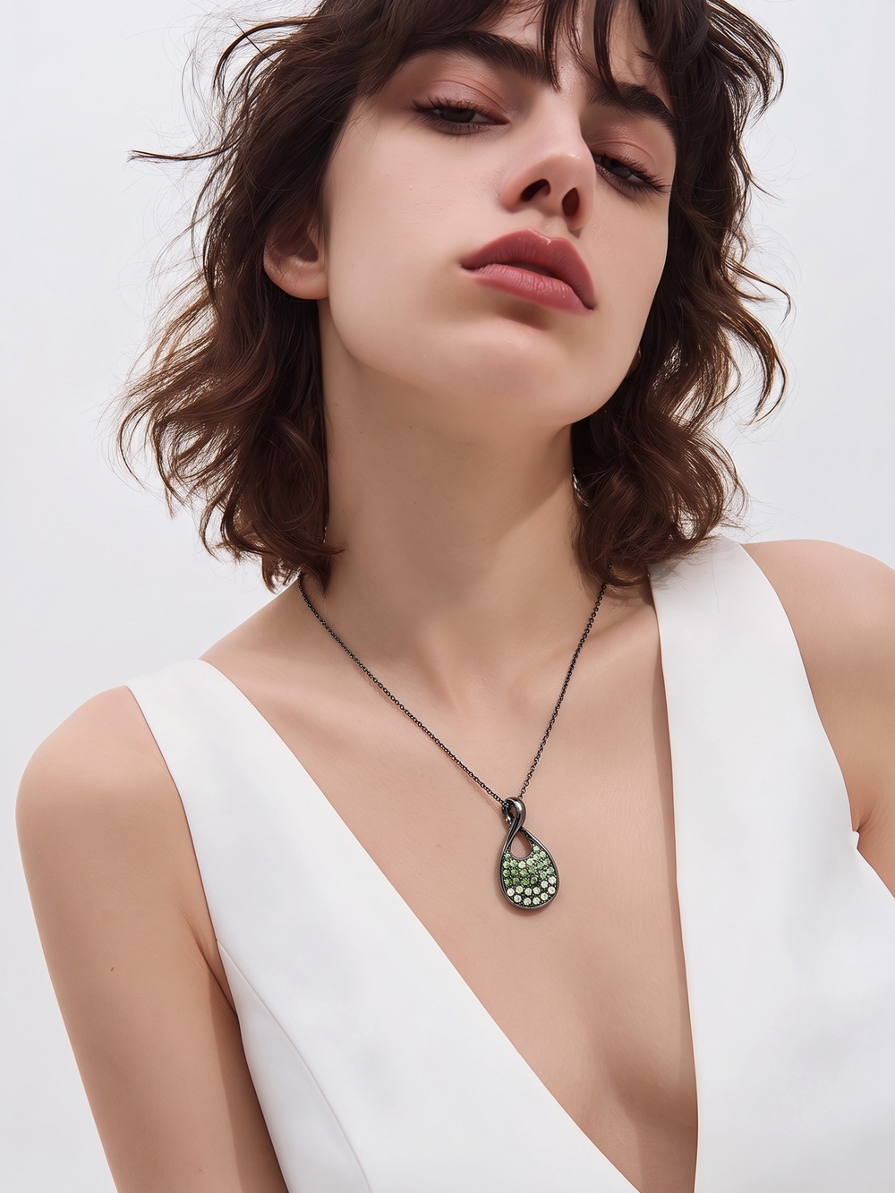 Lia Sophia Green ombre rhinestone necklace